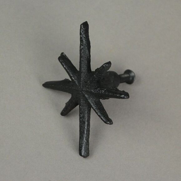 Set of 6 Antique Black Finish Mid Century Modern Starburst Drawer Pulls Knobs - Picture 5 of 6